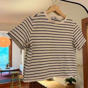 Mango Black and White Striped Tee